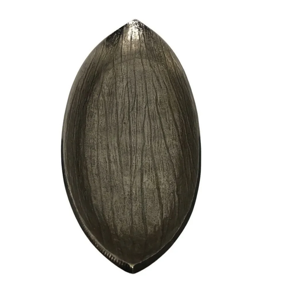 Simply Designz Silver Tone Bark Like Design Long Serving Tray Dish Home Decor